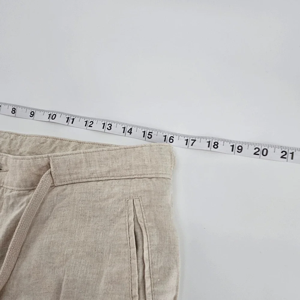 Tasso Elba Mens Linen Casual Trousers Khaki Pants Size 33x32 Summer Coastal Boho